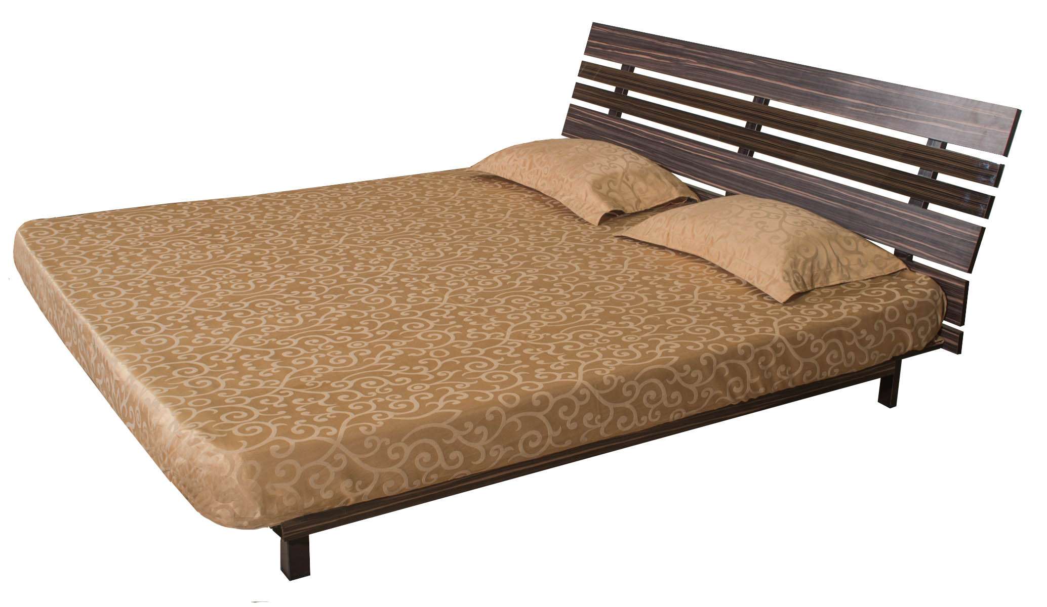 Modern king size cot with horizontal slatted headboard in rich woodgrain finish and minimalist design – crafted for contemporary bedrooms in Sulur, Coimbatore. Available in queen, single, or custom sizes from trusted interior designers and modular furniture manufacturers.